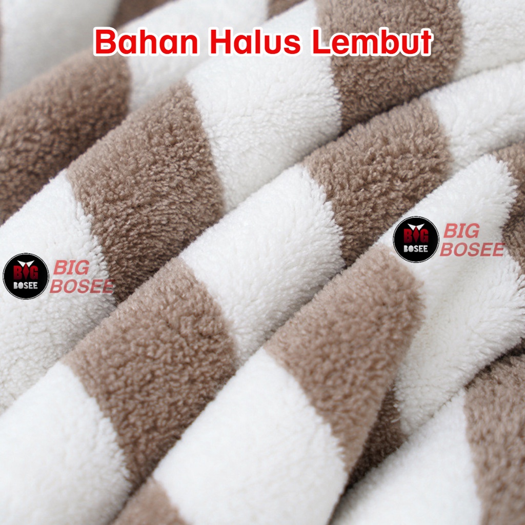 BB7 - 80X150CM Handuk Mandi JUMBO Dewasa Motif Salur Microfiber Bulu Halus Super Serap Air