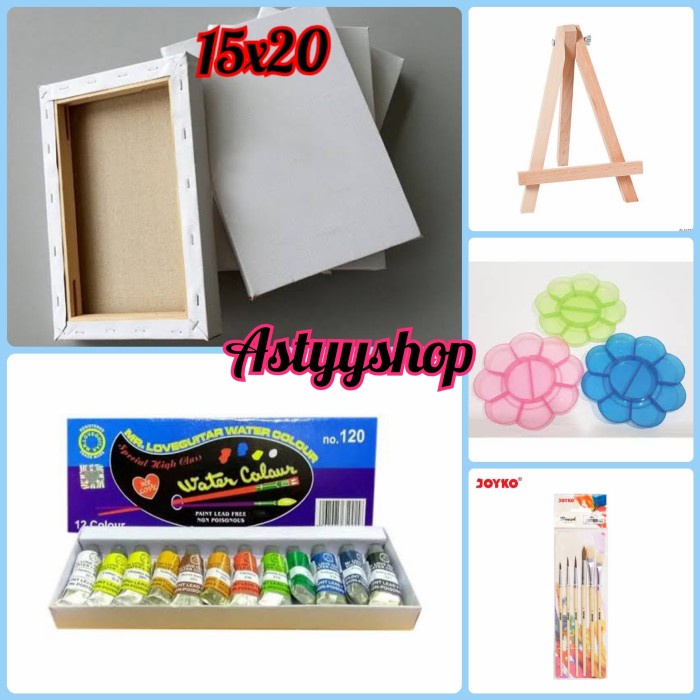 

Paket Lukis Lengkap (Kanvas 15X20-Kuas-Palet-Cat-Easel Kecil)