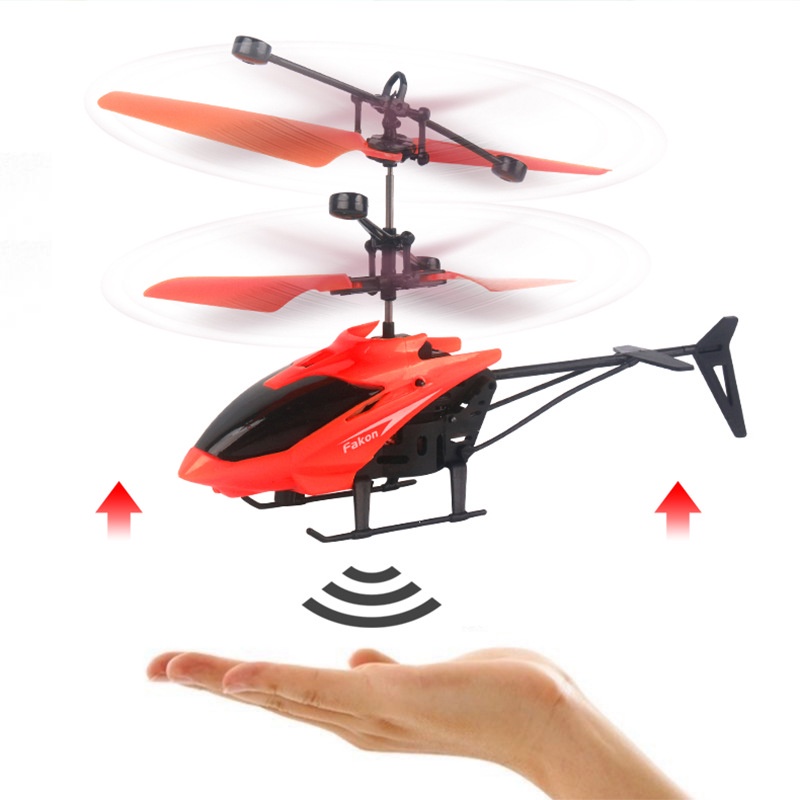 Holiven Mainan helikopter induksi remote control lampu pengisian daya tahan jatuh