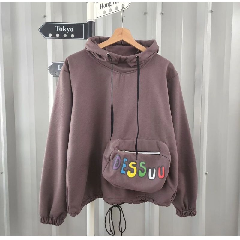 DESSUU HOODIE JACKET TALI KERUT BAWAH OVERSIZE | JACKET HOODIE OVERSIZE WANITA KOREAN STYLE | SWEATSHIRT HOODIE KOREA