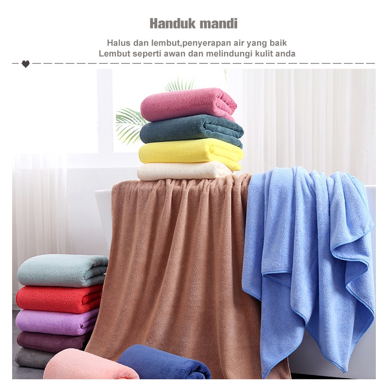 Holiven Handuk Mandi Bulu Karang Tebal Menyerap 70x140cm