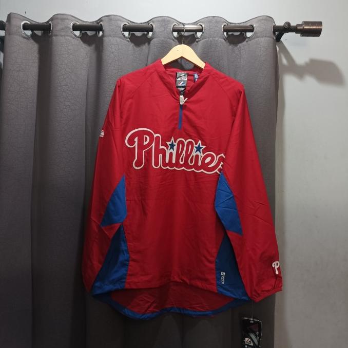 Big Sale Jaket Baseball Mlb Majestic Phillies Half Zipp Original Sale
