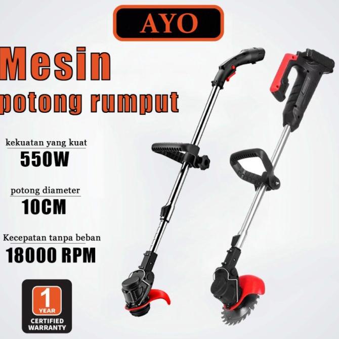Mesin Potong Rumput 12V/24V/48V Cordless Lawn Mower Alat Potong Rumput