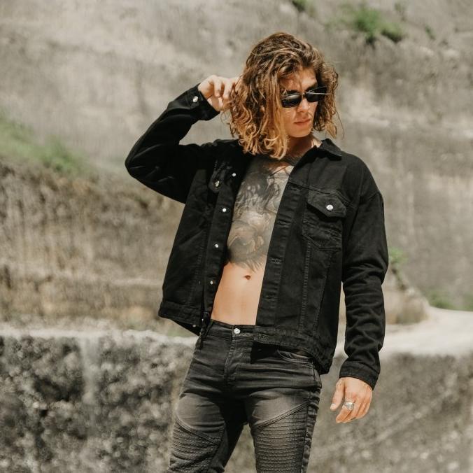 Ready Weird Jeans - Black - Jacket Denim Pria Hitam Ripped Slimfit - Hitam,L Sale