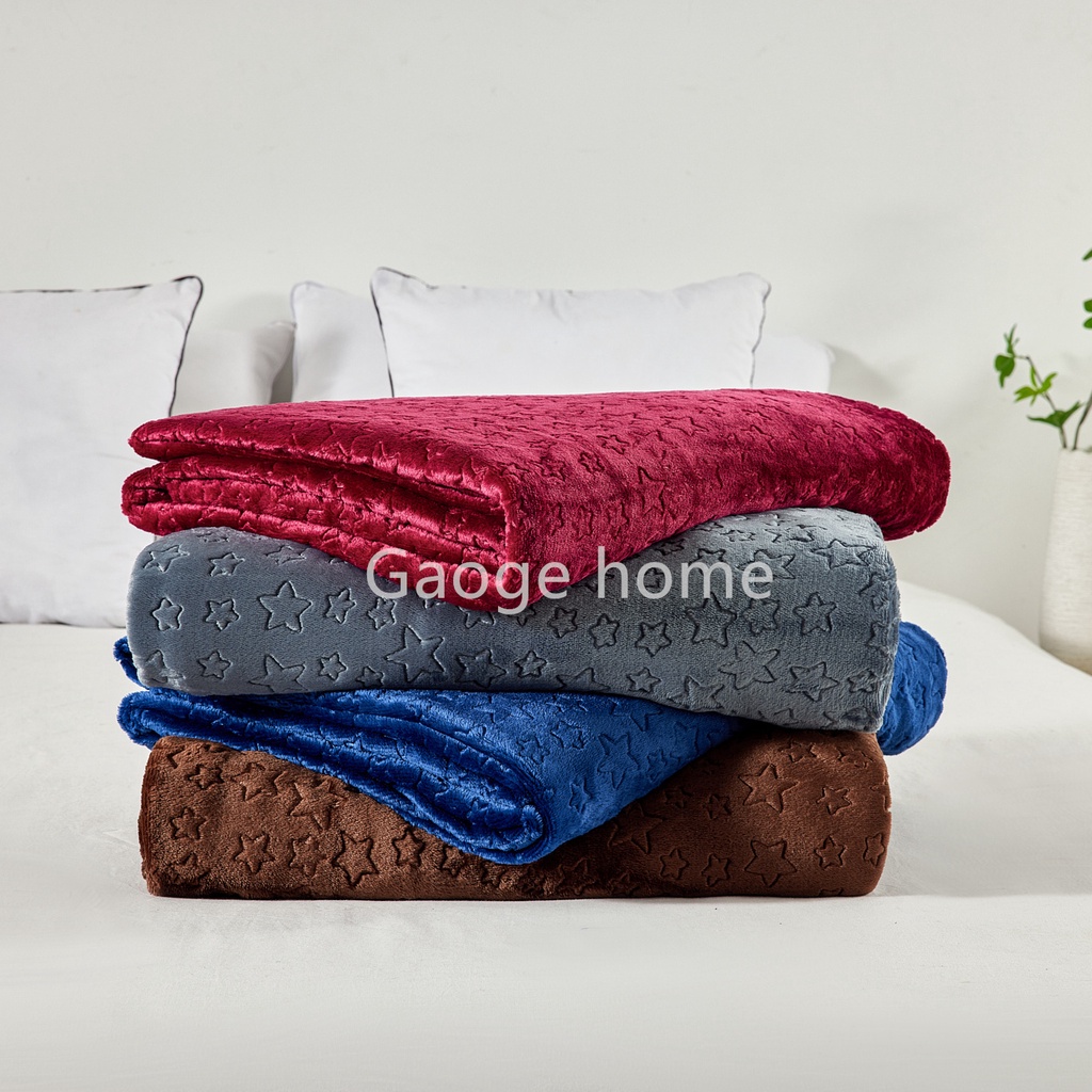 Selimut Bulu polos 180x200 emboss 3D Star Moon Flower Leaf Premium