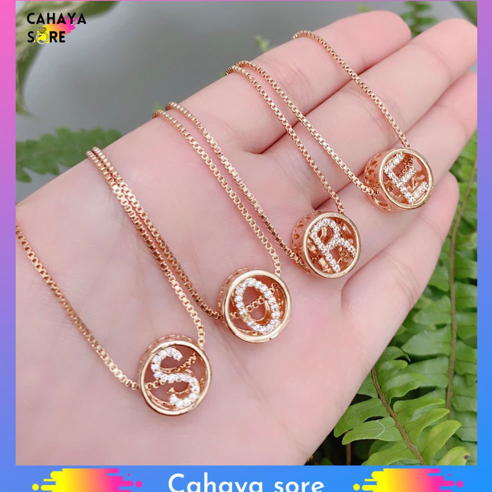 (G✉2K-➸) Kalung Huruf A - Z Kalung Xuping Gold Model Italy Liontin Permata Huruf KD15 banyak diminat