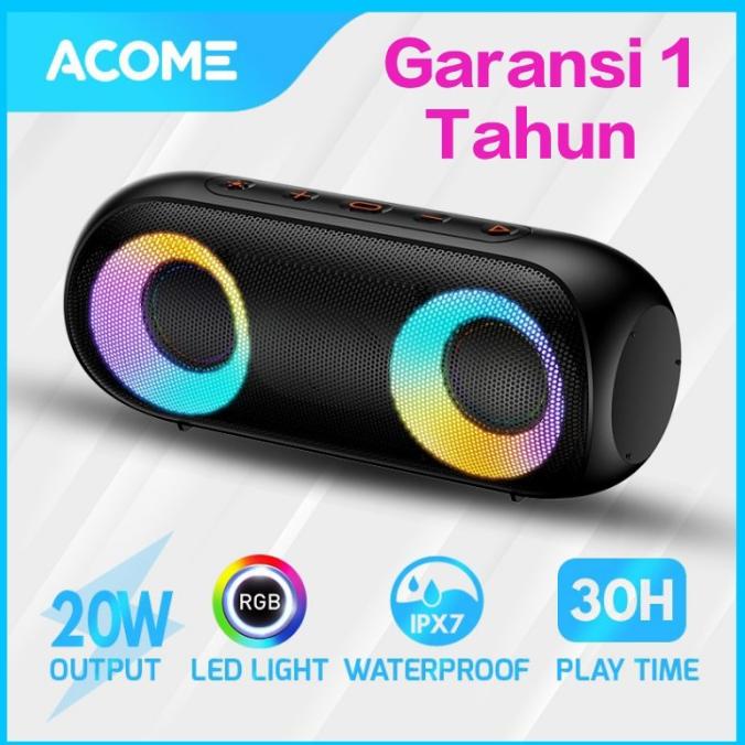 Acome A20 Super Bass Speaker Bluetooth 5.0 20W Ipx7 Waterproof Rgb