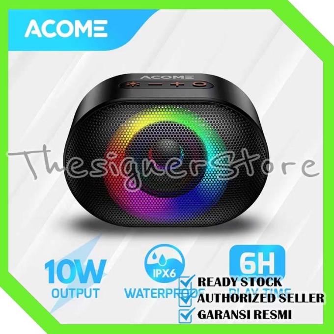 Acome Speaker Bluetooth 5.0 Tws 10W Ipx6 Waterproof Rgb Garansi A10