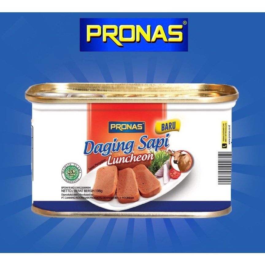 

Terbaru 1.1 **EXP 5 AUG 2023** PRONAS Luncheon Beef Sapi 198gr Daging Blok Kaleng