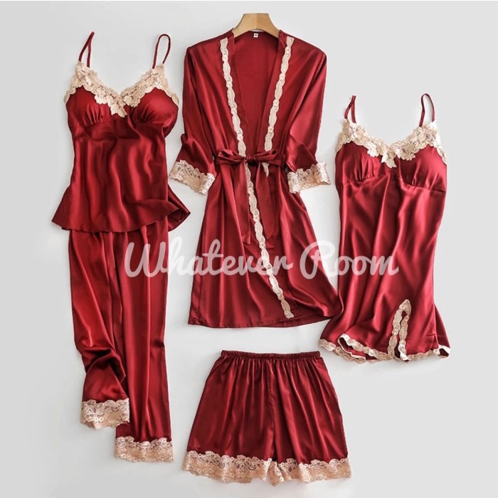 Agnole - Lingerie Kimono 5 In 1 Set Sleepwear Camisole Honeymoon Terbaru