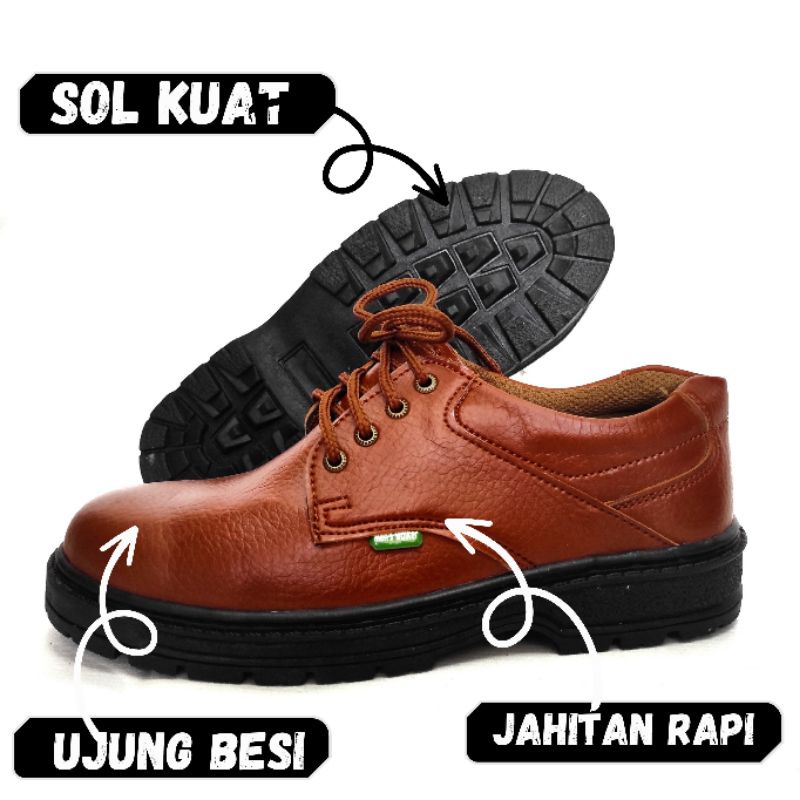 Sepatu Safety Sefty Pria Laki-Laki Bahan Kulit Merk Original Harga Murah Model Elegan