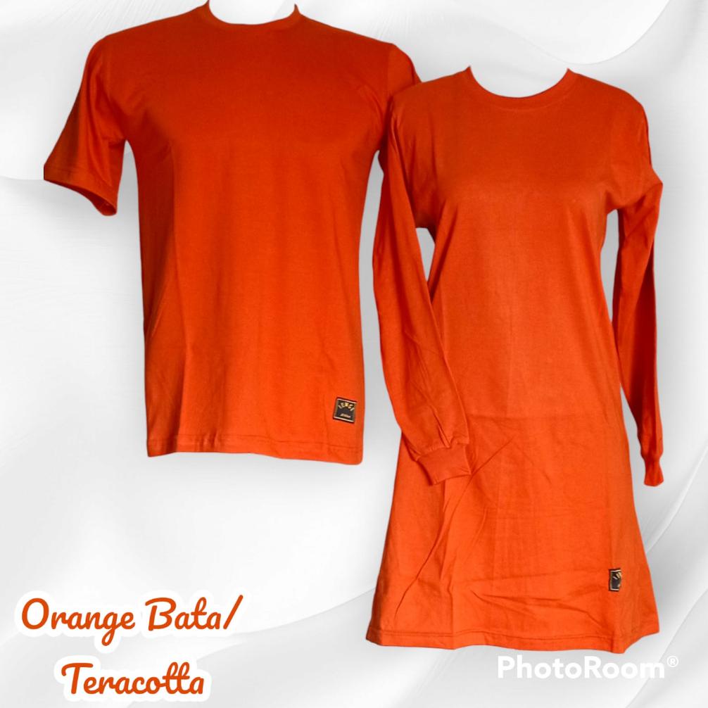 TERLARIS S-XXXL Kaos Polos Orange Oblong Couple Muslimah Seragam Olahraga/Santai/Outbond/Reuni Orang