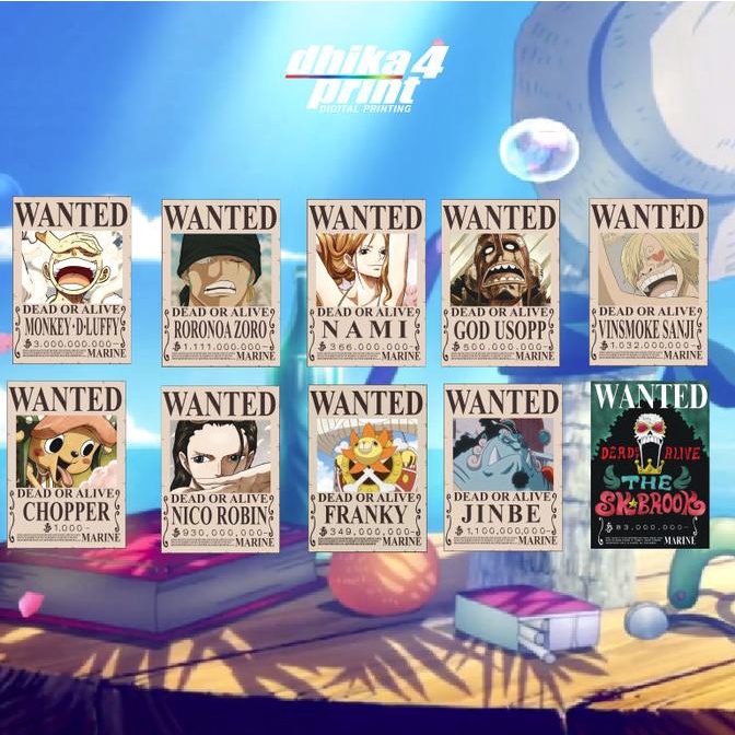 Poster Bounty One Piece | Size A4 Harga Satuan | Poster Anime