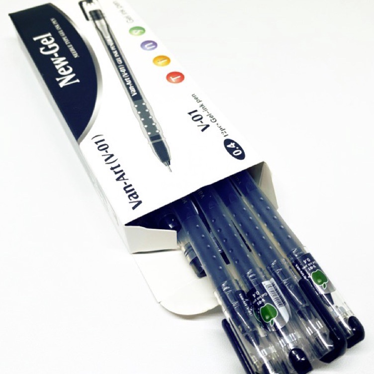 

[KODE NRWOC] (1 Pack) Bolpoin New Gel Van-Art V-01 HITAM (1pack 12pc), gel pen newjell zuixua pulpen apel