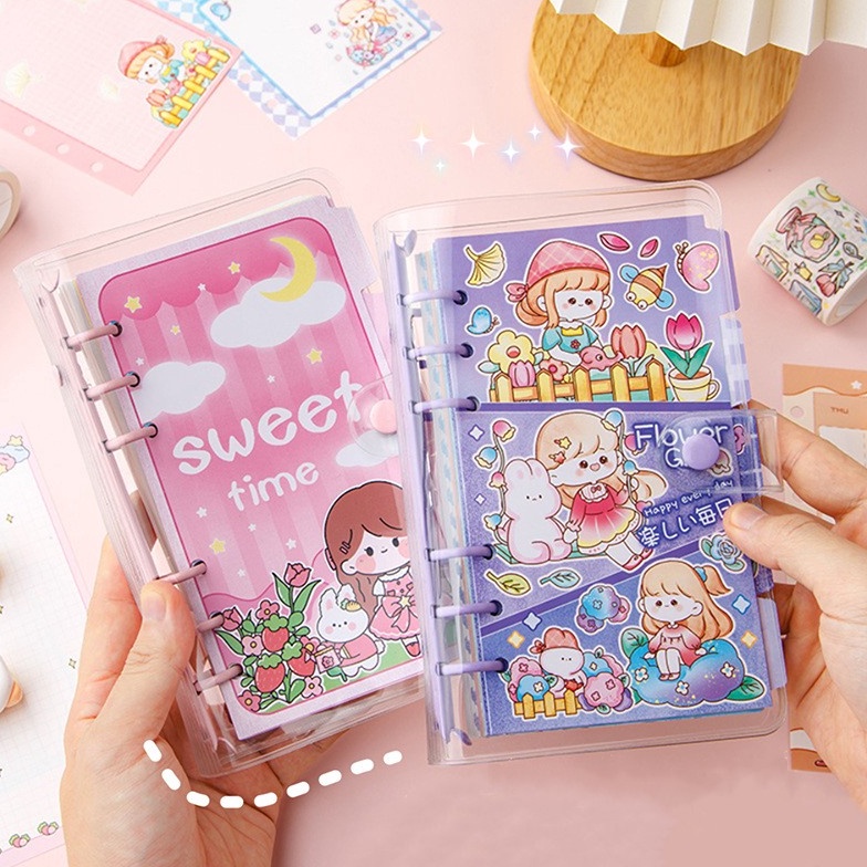 

VD84RU64 Buku binder A6 aesthetic Buku tulis karakter lucu Spiral notebook loose-leaf cute korea Buku catatan diary DIY Daily planner scrapbook jurnal motif kartun imut Ready Stock
