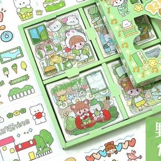 

83 Pretty Sticker Momo 1 pack isi 100 Lembar Pcs Stiker Box Momo Stiker Motif Kartun Korea Lucu Anti Air Dekorasi DIY - Stiker Momo 47