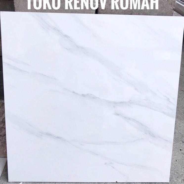 keramik lantai 60x60 putih motif carara GLOSSY (harga perdus)/ keramik lantai 60x60 putih motif/ ker