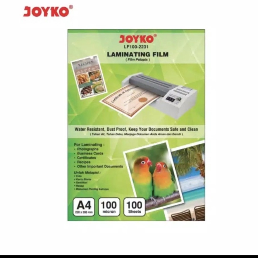 

Laris Plastik Laminating A4 Joyko 100 Micron LF100-2231 HARGA 10 Pcs 74