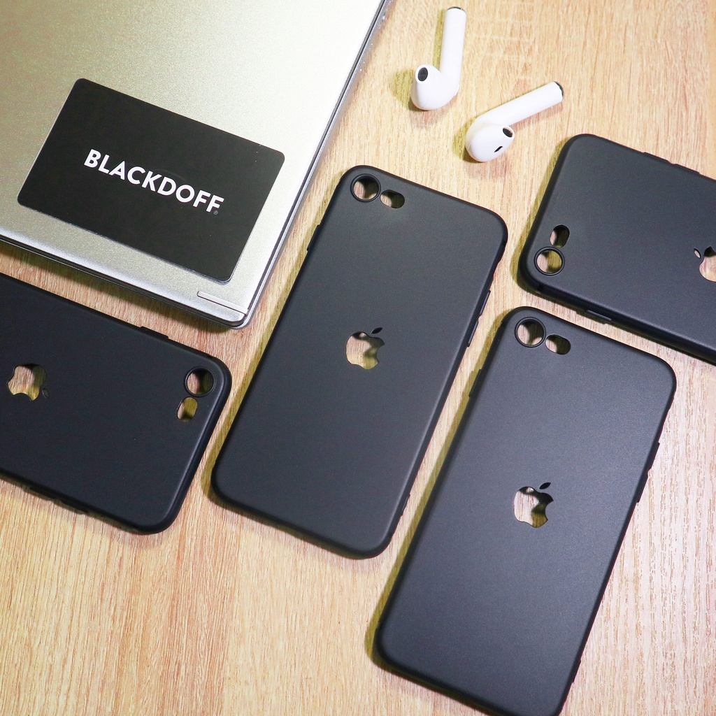 Case iPhone SE 2020 SoftCase Premium Black Matte Apple Logo Presisi BLACKDOFF