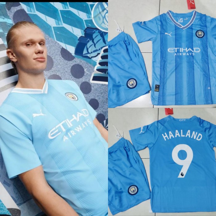 TERMURAH JERSEY BOLA CITY HOME KIDS ANAK 2023/2024 + HAALAND GRADE ORI