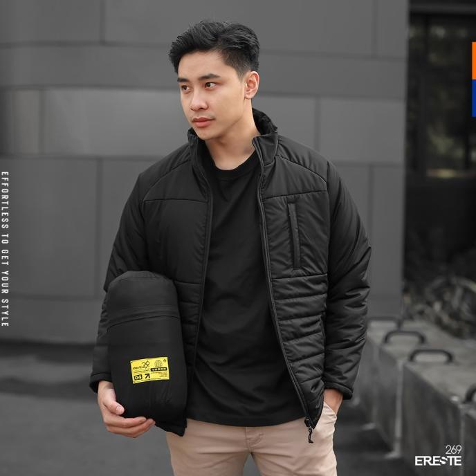 Ereste269 Jaket Parasut Tebal Pria Waterproof Thorn Black