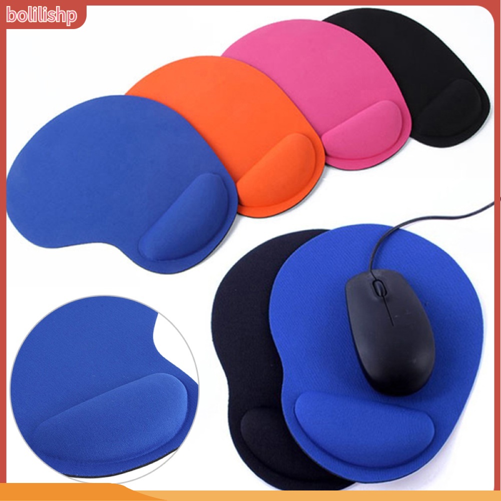 &lt;Bolilishp&gt; Mouse Pad Gaming Anti Slip Warna Polos Dengan Wrist Support Untuk Rumah / Kantor