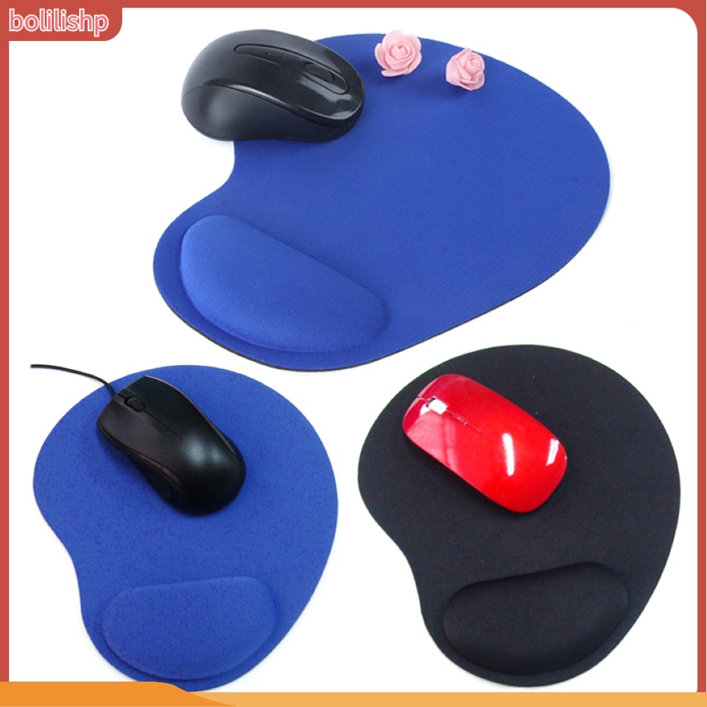 &lt;Bolilishp&gt; Mouse Pad Gaming Anti Slip Warna Polos Dengan Wrist Support Untuk Rumah / Kantor