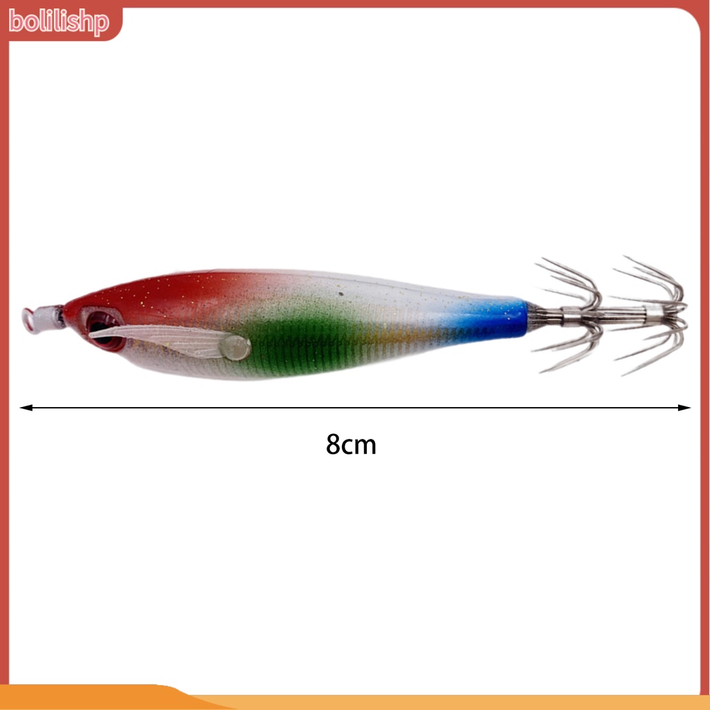 [Bolilishp] 5.5cm Kait Cumi Udang Dengan Efek Bercahaya Simulasi Angling Plastik Luminous Wooden Shrimp Squid Hooks Outdoor Fishing