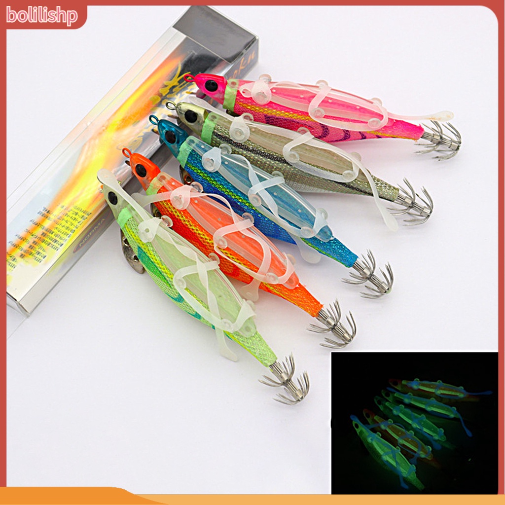 [Bolilishp] squid Jig Tekstur Halus Efek Bercahaya Kait Tajam Desain Simulasi Fleksibilitas Tinggi Kemampuan Menangkap Kuat Warna Cerah Luminous Bait Squid Hook Untuk Memancing