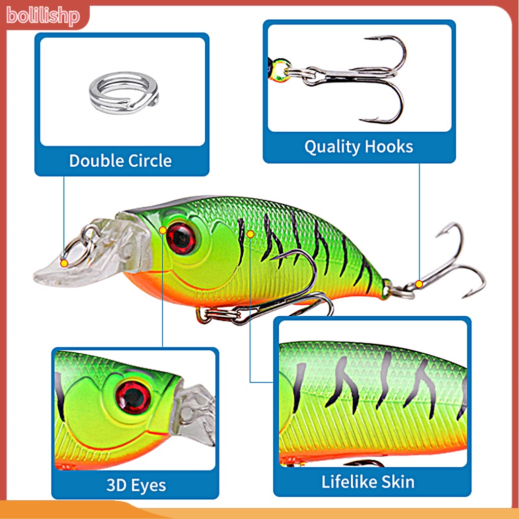 [Bolilishp] pancing Umpan Simulasi Warna Terang 3D Fisheye Water Popper Kait Tajam Mencegah Lolos 7.4cm/8.5g Umpan Pancing Mino Tenggelam Umpan Keras Perlengkapan Memancing