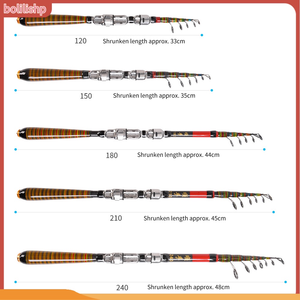 [Bolilishp] 1.2/1.5/1.8/2.1/2.4m Joran Ultralight Ketangguhan Tinggi Anti-slip Profesional Mini Nyaman Grip Serat Karbon Teleskopik Air Tawar Air Asin Mini Pancing