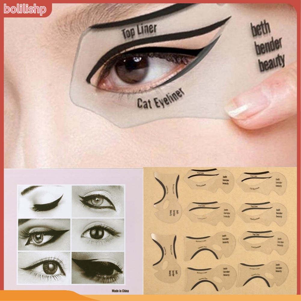 &lt;Bolilishp&gt; 2 / 10pcs / Set Kartu Cetakan Eyeliner Bentuk Sayap Untuk Makeup / Kosmetik Wanita