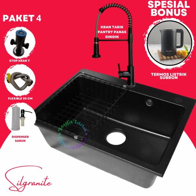 Terbaik Kitchen Sink Silgranite Hitam / Granit By Inobe 6045 Black Discount