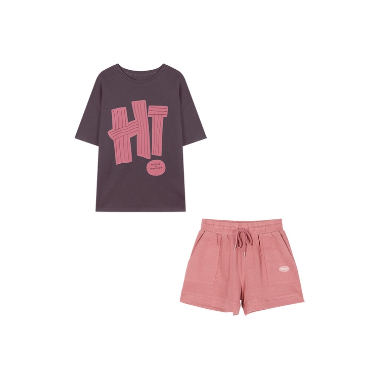 Red Setengah Panjang Longgar Cetak Huruf Lengan Pendek Atasan Wanita Musim Panas Gaya Korea Amerika Tipis Leher Bulat All-Match kasual T-shirt