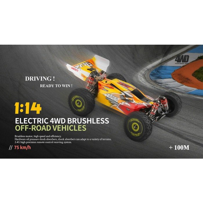 Wl Toys 144010 Rc Buggy Brushless 1/14 75Kmh Rtr Proportional Wltoys