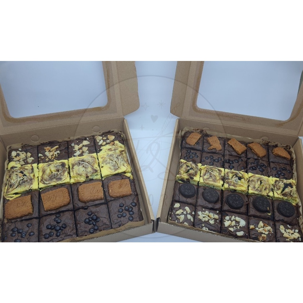 

Fudgy Brownies Premium 20x20 Original ll Keju ll Nutella ll Lotus Biscoff ll Oreo