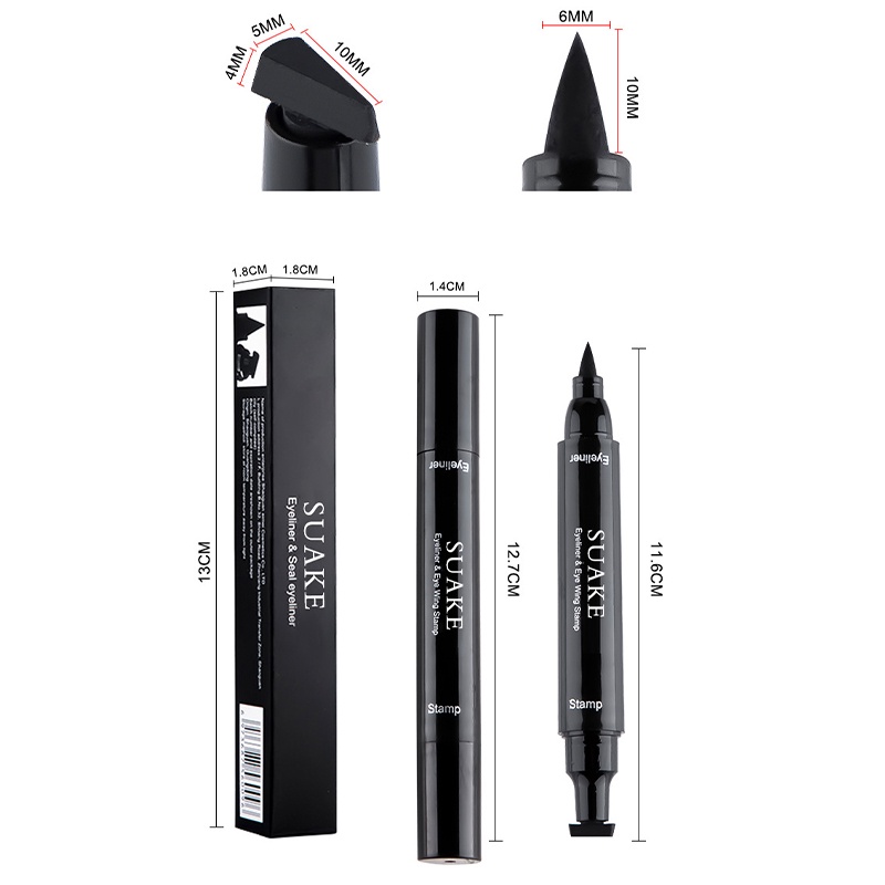 100% ORIGINAL SUAKE Eyeliner Stamp 2 In 1 Waterproof Liquid Eyeliner Pensil Waterproof  Stamp Small