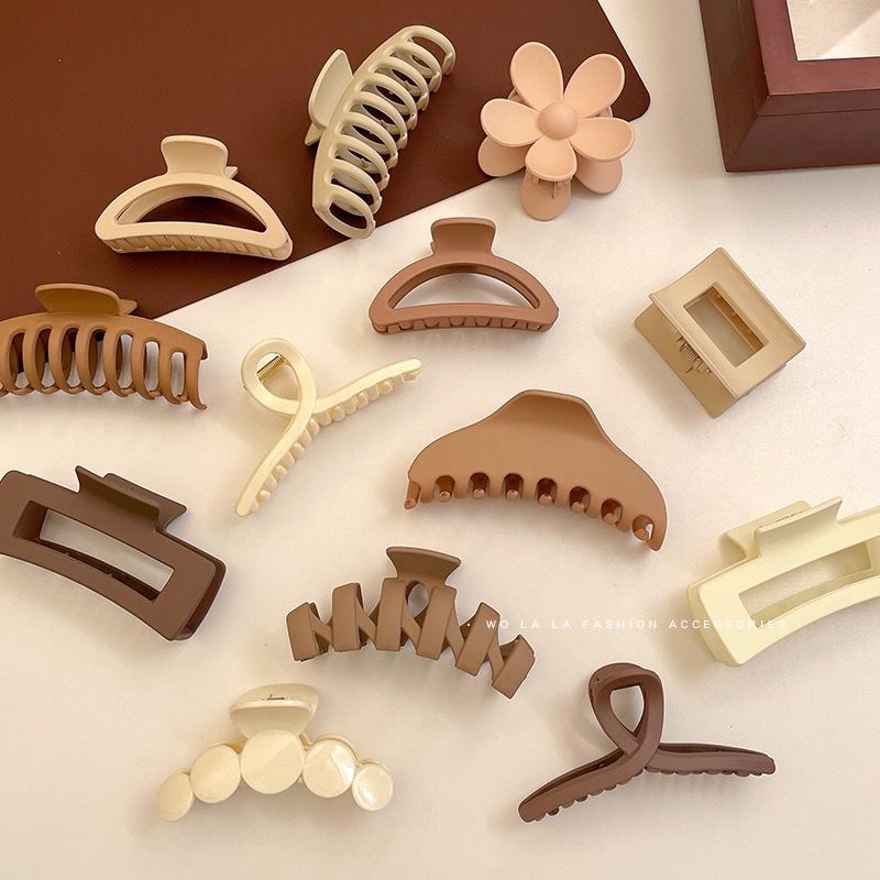 Jepit Rambut Korea Doff TEBAL / Hair Clips Jumbo / Jedai Korea / Jepit Rambut Warna Coffee / Daily Fashion Korea / Aksesoris Rambut