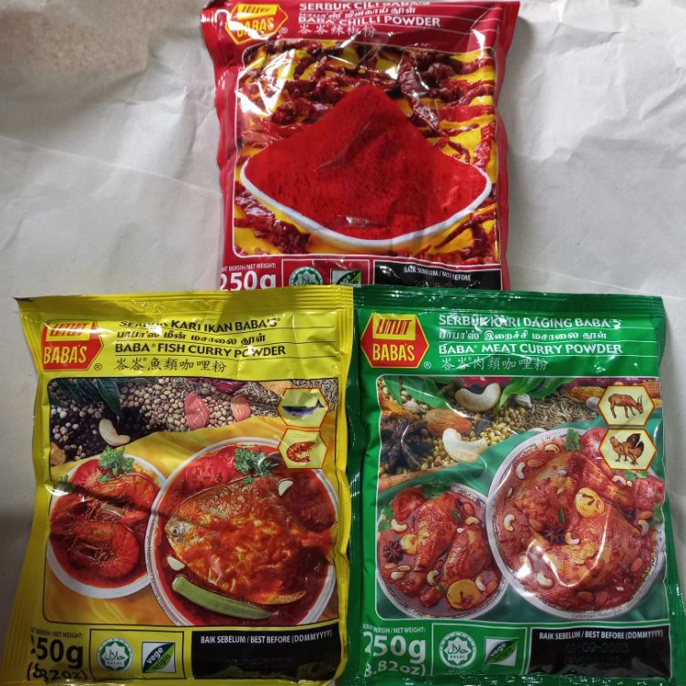 

Terlaris✵ Bumbu kari dan cabai India Baba's/ Babas 250 gram Malaysia halal D97