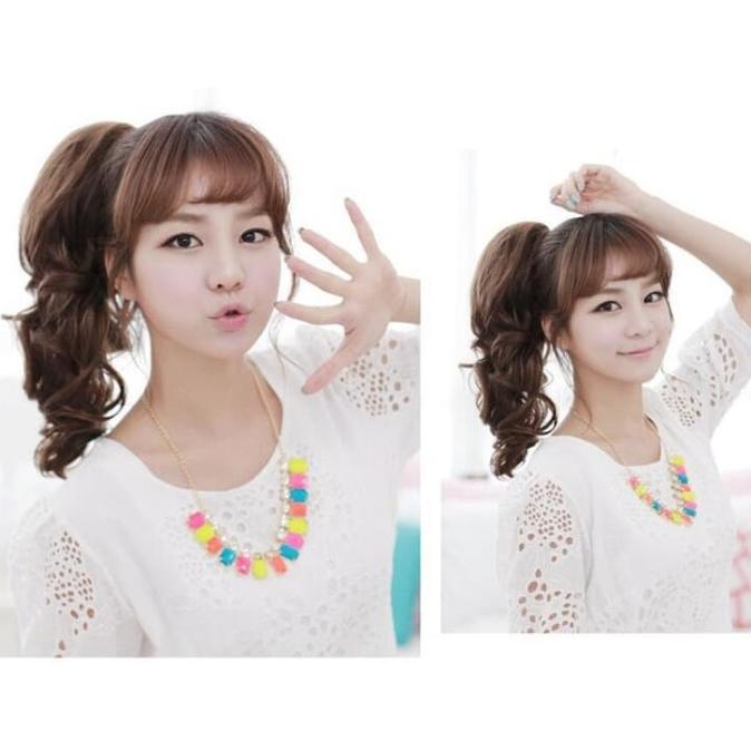 CPT hair clip jepitan ponytail curly wavy rambut palsu kuncir kuda