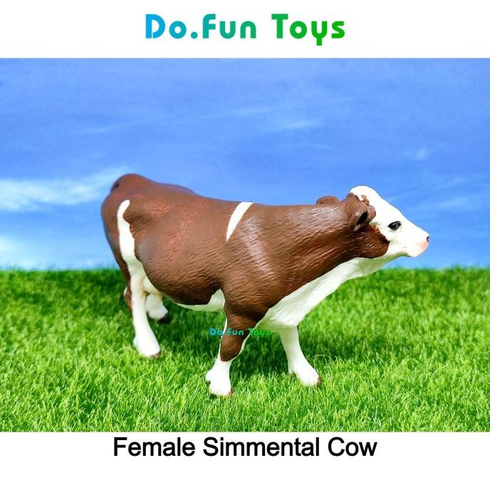 New Stock  Female Simmental Cow Animal Figure / Miniatur Sapi Simmental Betina