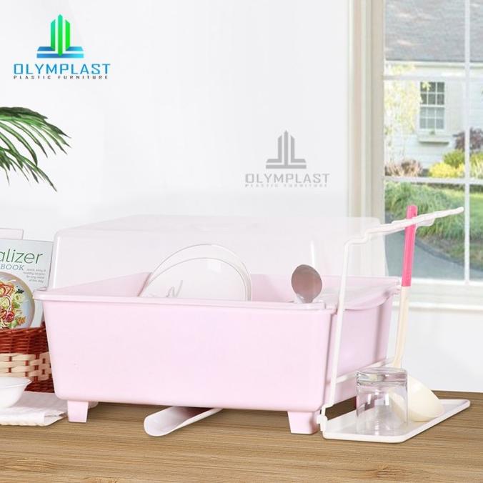 Aksesoris Olymplast Rak Tempat Cuci Piring Plastik Dengan Tutup Dish Drainer Odd Original