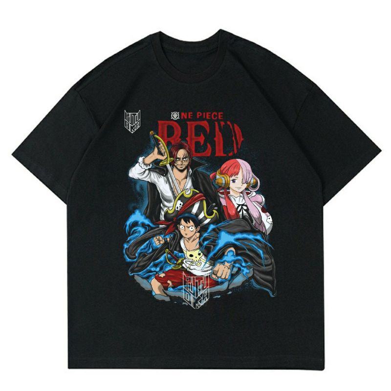 BAJU ONE PIECE "RED" | T-SHIRT KAOS ANIME ONE PIECE RED BLACK | KAOS BAJU PRIA | KAOS COMICS ONE PIE