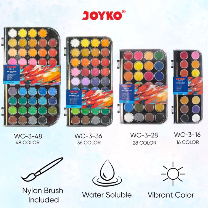 

✧ Watercolor Set Cat Air Joyko WC-3 16 warna Murah Banget