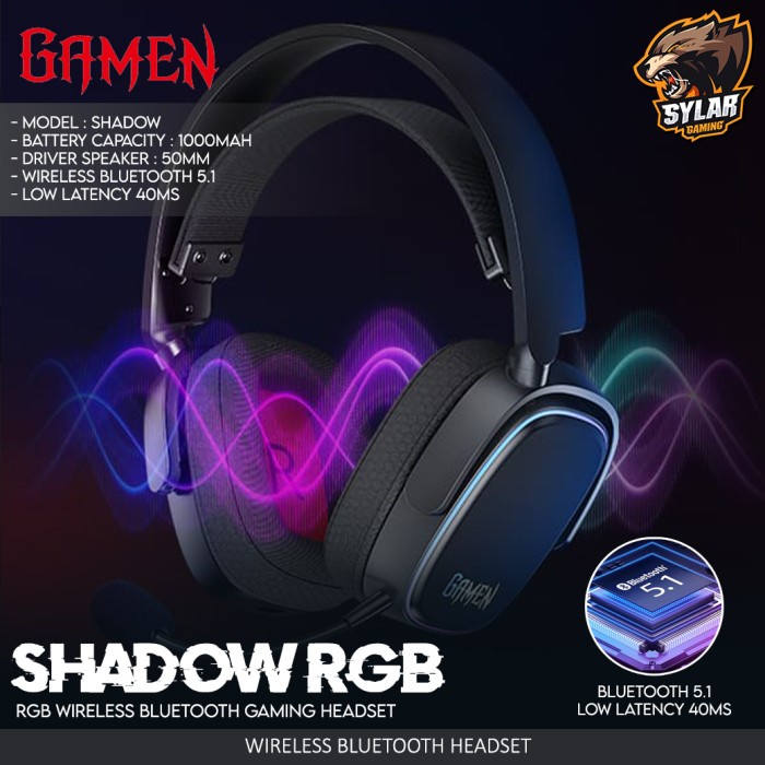 Gamen Shadow RGB Wireless Bluetooth Gaming Headset