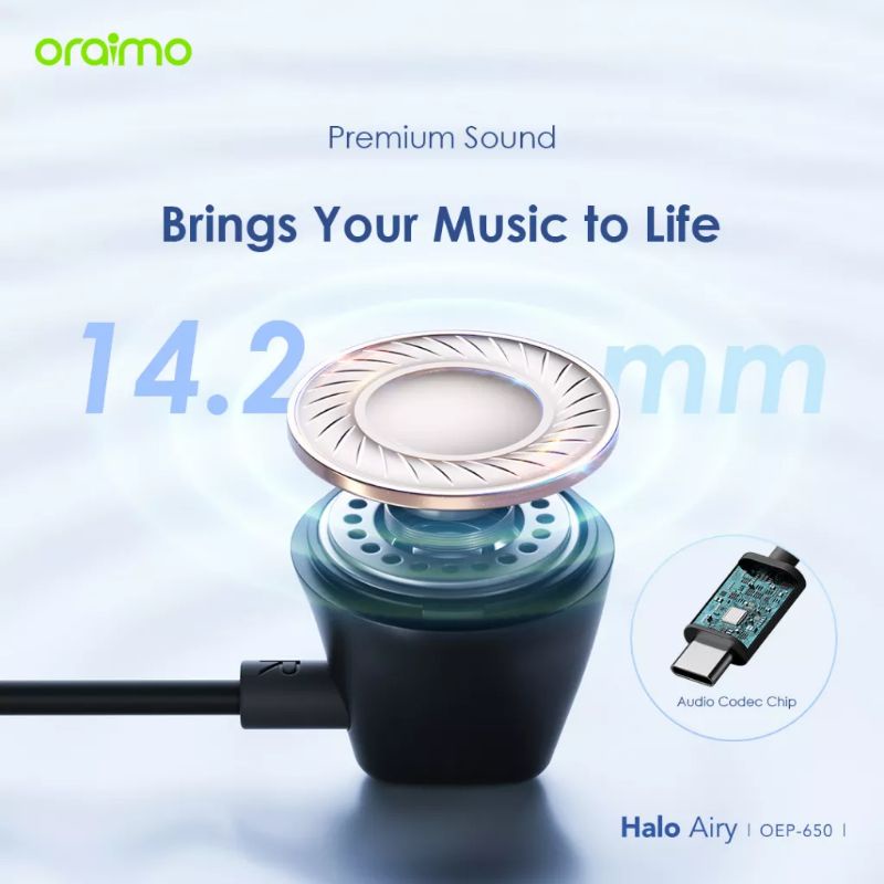 Oraimo Wired Earphone Kabel Handphone Type-C Halo C 1.2 OEP-650