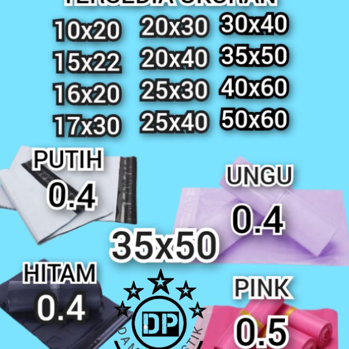 

➷mi Diskon➴ Kantong Plastik Packing PE 35x50CM Olshop Polymailer Hitam Putih Pink 35x50 Amplop ungu 32x45 H35 ➬