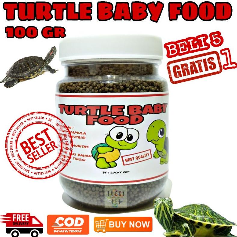 Ready Termurah Makanan Pakan Pelet Bayi Banak Kura Kura Air Brazil Baby Turtle Kecil Hijau Dada Mera