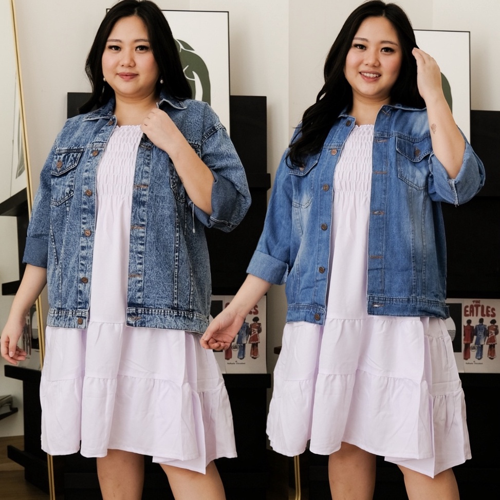 {PNJ.12Jn23q} LD 120 Jaket Jeans Jumbo Wanita Denim Big Size Oversize