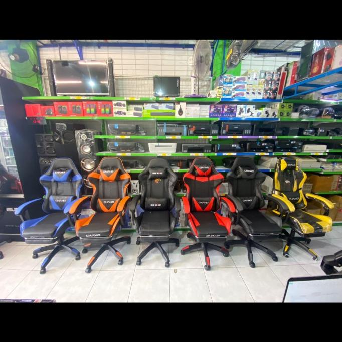 Gaming Chair - Kursi Gaming - CHAHO - Nylon Base w/ Footrest - Merah